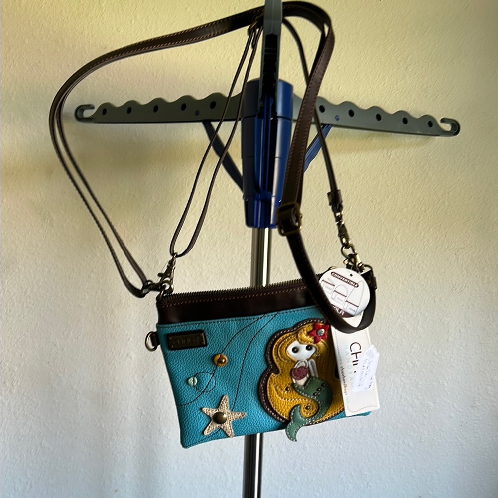 Chala Mermaid Crossbody Bag - Teal and Brown